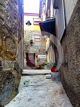 Old houses and stairs in Ribeira district, Porto, Portugal