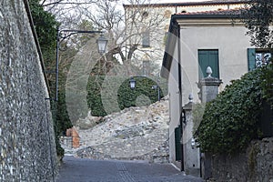 Old houses in a street of Arqua Petrarca