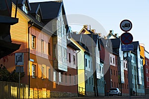 Old houses street in city center and old town of Tallinn