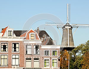 Old houses and windmill
