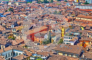 The old housing of Brescia from Cidneo Hill, Italy photo