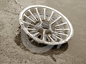 An old hubcap