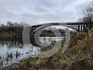 Old `humpbacked` bridge in the Kirovsky district of Kazan, Russia.