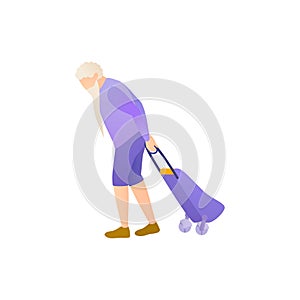 Old hunched man, vector flat illustration.