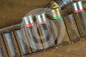 Old hunting belt with cartridges