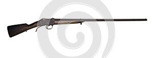 Old hunting shotgun, converted from an army rifle, on a white background