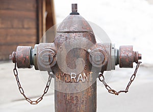 Old hydrant pipe for fire protection in vintage style.