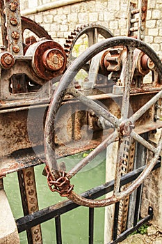 Old hydraulic closure system in the river Jucar in Spain