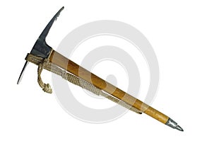 Old ice-axe with rope