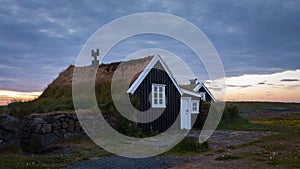 Old Icelandic turf house.