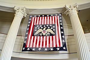 Old Illinois State Capitol American flag