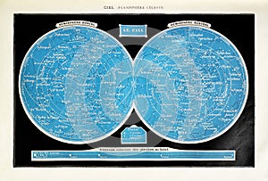 Old illustration of a Celestial planisphere