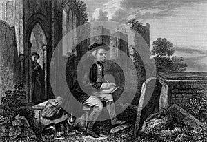 Old Illustration of an Eighteenth Century English Antiquarian photo