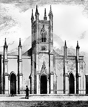 Old Illustration of Historic Church Building of Capital City photo