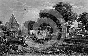 Old Illustration of Historic Churchyard