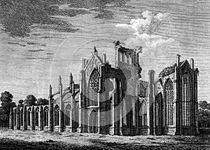 Old Illustration of Historic Scottish Abbey