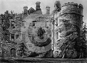 Old Illustration of Historic Scottish Castle