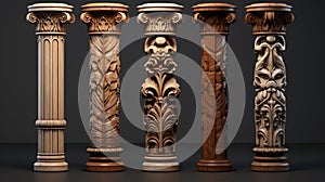 Old imaginary pre-industrial roman greek style columns