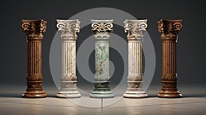 Old imaginary roman greek style columns