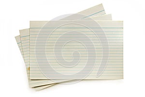 Old Index Cards Isolated on White with Soft Shadow