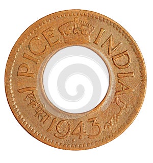 Old Indian One Pice Coin of 1943