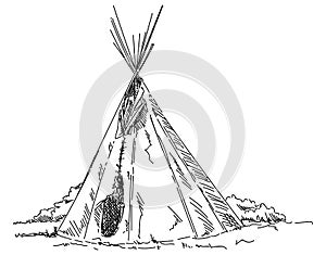 Old indian teepee