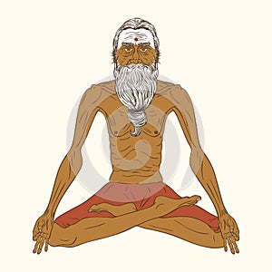 Old indian yogi man.