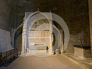 Old indoor Maguelone Cathedral Tomb