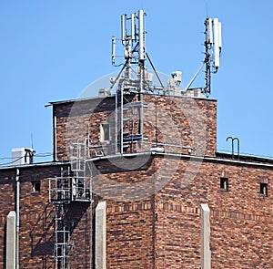 Old industrial building with antennas