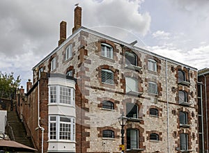 Old industrial building on river Exe enbankment, Exeter