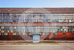 Old industrial building factory facade detail in Maikop, Russia photo