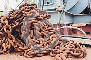 Old industrial chain ropes, the big rusty chains.