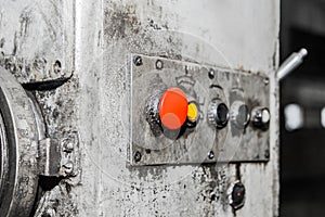 Old industrial dirty control panel and system with buttons in the enterprise