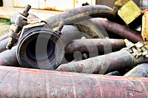 Old Industrial Hoses Close Up