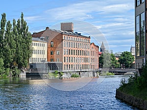 The historic industrial landscape in Norrkoping, Sweden