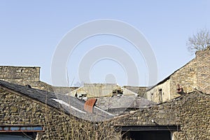 Old industrial roofline disrepair