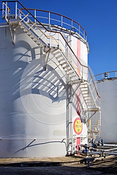 Old industrial storage tank with stairs