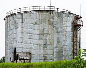 Old industrial storage tank with stairs