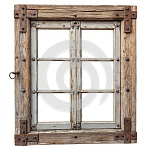 Old industrial window isolated on white background