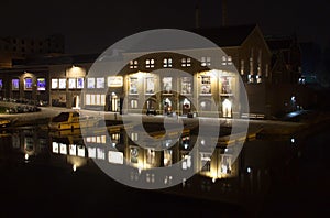 Old industry building restaurated at an inner harbour