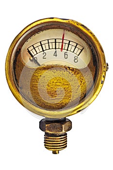 Old industry meter isolated on white