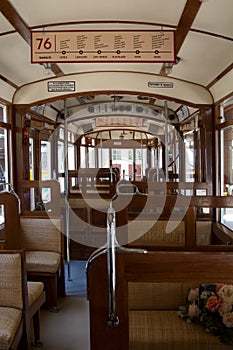 Old interior of an old tram