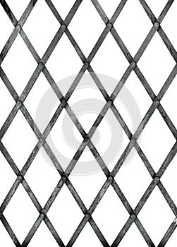 Old iron bars for window, prison - isolated over white