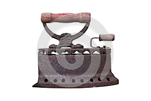 Old iron or charcoal iron isolated with clipping path