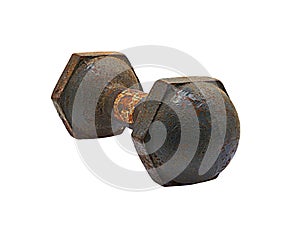 Old iron dumbbells and rusted Isolated on white