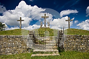 Old iron gate and the calvary in Zminj