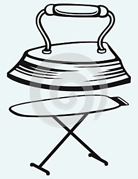 Old iron and ironing board