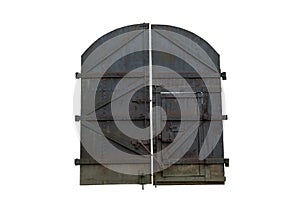 Old iron massive closed gate.