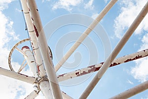 Old iron pole on sky background