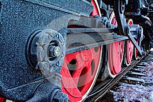 The old iron railway locomotive wheels